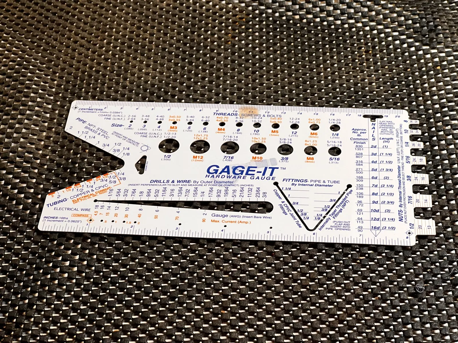 3D Printed Imperial/Metric Diameter Gauge
